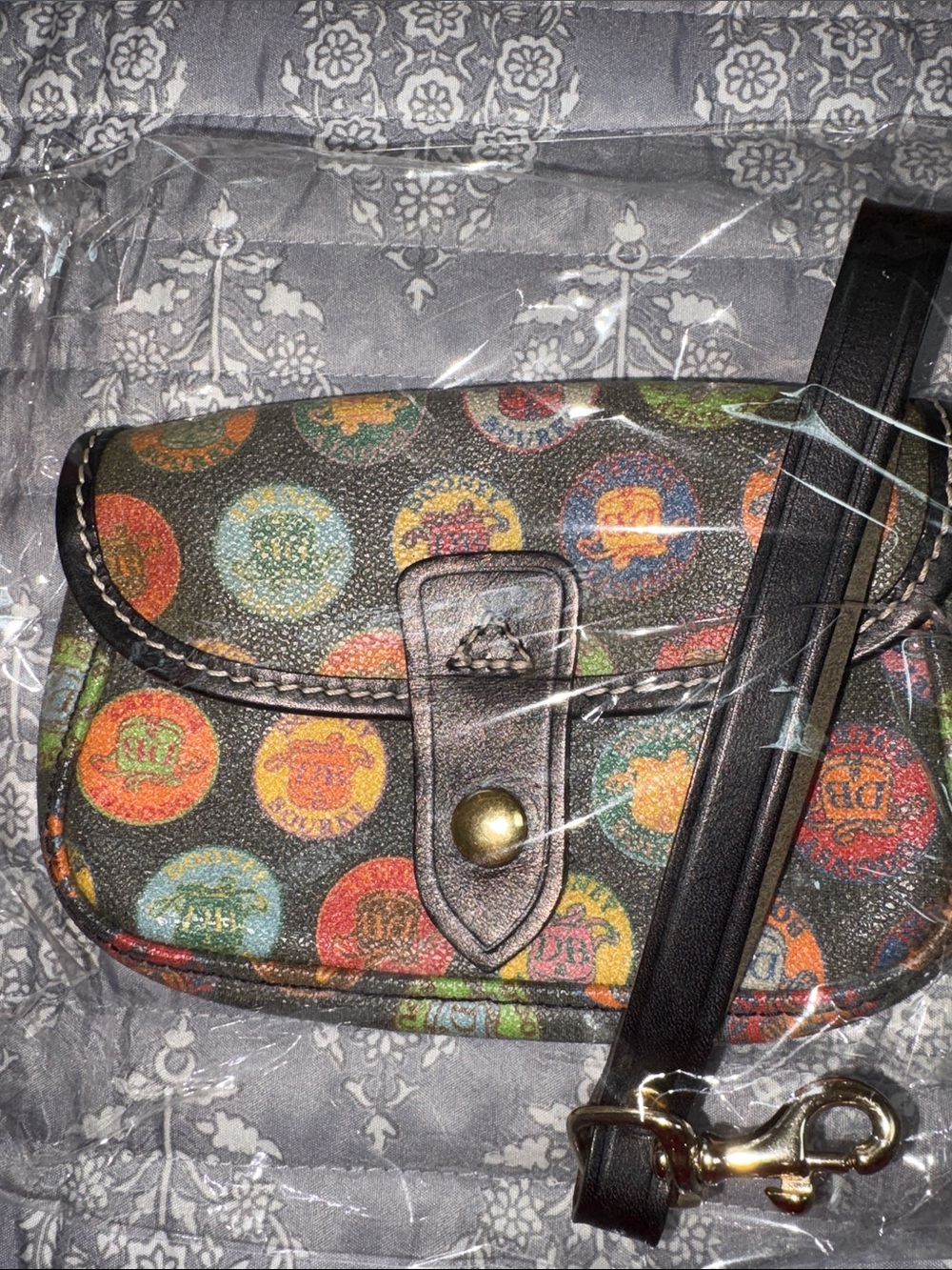 Dooney & Bourke Multicolor Logo Print Wristlet Clutch